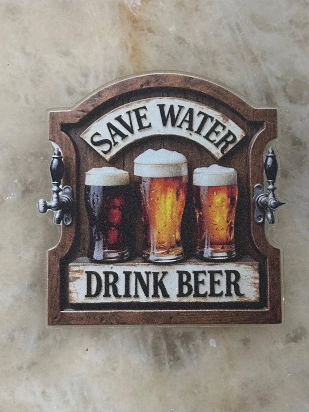 Save Water Drink Beer Magnet - Brown